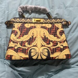Black and Gold Ornate Shoulder Bag
